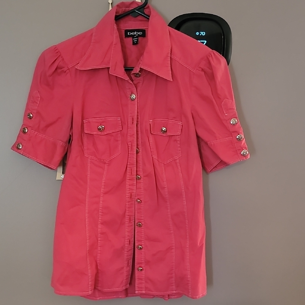 Bebe Pink Button-Up Shirt